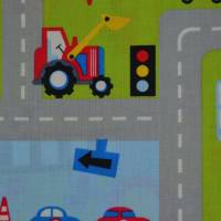 Baumwollstoff mit Straße und Autos 50 cm x 140 cm Spielteppich blau und weiß Bild 10