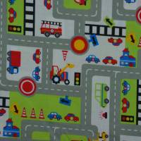 Baumwollstoff mit Straße und Autos 50 cm x 140 cm Spielteppich blau und weiß Bild 3