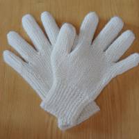 Finger-Handschuhe Wollhandschuhe handgestrickt wollweiß mit Alpaka Bild 1