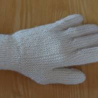 Finger-Handschuhe Wollhandschuhe handgestrickt wollweiß mit Alpaka Bild 2
