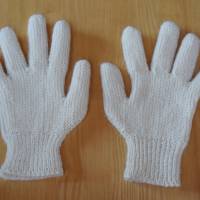 Finger-Handschuhe Wollhandschuhe handgestrickt wollweiß mit Alpaka Bild 3