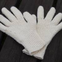Finger-Handschuhe Wollhandschuhe handgestrickt wollweiß mit Alpaka Bild 4