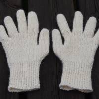 Finger-Handschuhe Wollhandschuhe handgestrickt wollweiß mit Alpaka Bild 5
