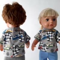 Puppenkleidung, Puppen-Shirt, T-Shirt für Puppen, Rennautos, Gr. 40-43 cm Bild 3