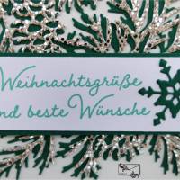 Gold Glitzernde Weihnachtskarte mit Tannenzweigen und Tannenzapfen☆Handarbeit Stampin'up Unikat Bild 2