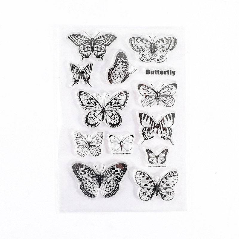 Schmetterling Silikonstempel Clearstamp Motivstempel Set DIY Basteln Druck Falter Bild 1