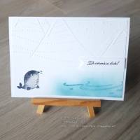 Grußkarte: Ich vermisse dich! ~ Motiv: Seehund / Robbe ~ 14,85 x 10,5 cm Bild 1