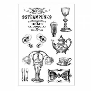 Steampunk Teekanne & Co. Silikonstempel Clearstamp Motivstempel Set DIY Basteln Bild 2