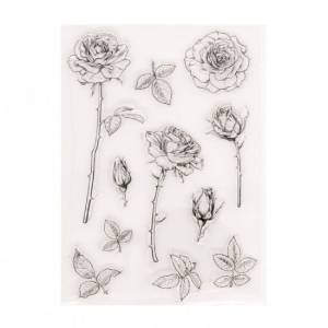 Rose Rosen und Blätter Blume Silikonstempel Clearstamp Motivstempel DIY Basteln Bild 3