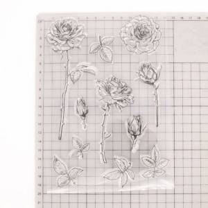 Rose Rosen und Blätter Blume Silikonstempel Clearstamp Motivstempel DIY Basteln Bild 4