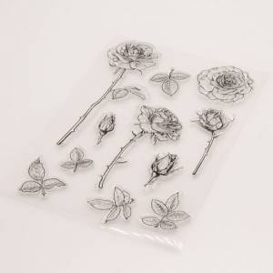 Rose Rosen und Blätter Blume Silikonstempel Clearstamp Motivstempel DIY Basteln Bild 5