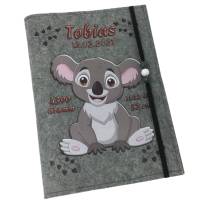 U Heft Hülle Filz mit Namen datum Impfpass fach Koalabär untersuchungsheft hülle personalisiert geschenk geburt hell Bild 5