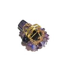 handgemachter Ring verstellbar Achat lila Perlmutt fliederin wirework goldfarben boho hippy Bild 7
