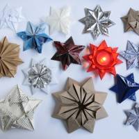 Set Origami Sterne Weihnachten Upcycling 4er bis 5 er-Sets Bild 1