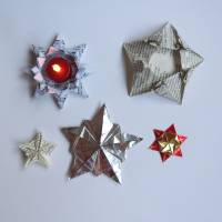 Set Origami Sterne Weihnachten Upcycling 4er bis 5 er-Sets Bild 2