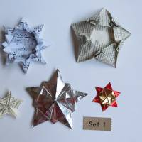 Set Origami Sterne Weihnachten Upcycling 4er bis 5 er-Sets Bild 3