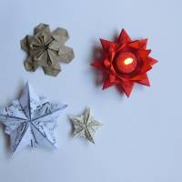 Set Origami Sterne Weihnachten Upcycling 4er bis 5 er-Sets Bild 5