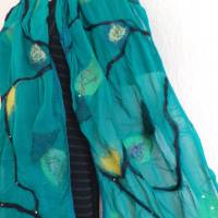 Damenschal smaragd aus Wolle und Seide (Chiffon), besonders und einmaliges Tuch für den Sommer und Winter Bild 5