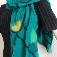 Damenschal smaragd aus Wolle und Seide (Chiffon), besonders und einmaliges Tuch für den Sommer und Winter Bild 6