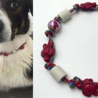 EM Keramik Halsband, Halskette, Schmuckband, Armband für Hund und Mensch - Schildkröten, rot Bild 1