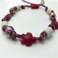 EM Keramik Halsband, Halskette, Schmuckband, Armband für Hund und Mensch - Schildkröten, rot Bild 2