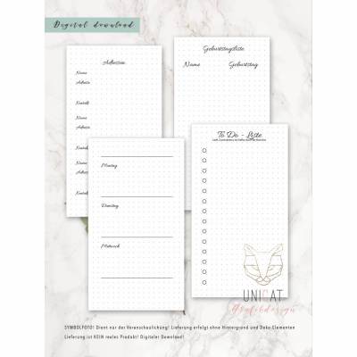 Ringbuchkalender Personal Set dotted Einlageblätter digital download