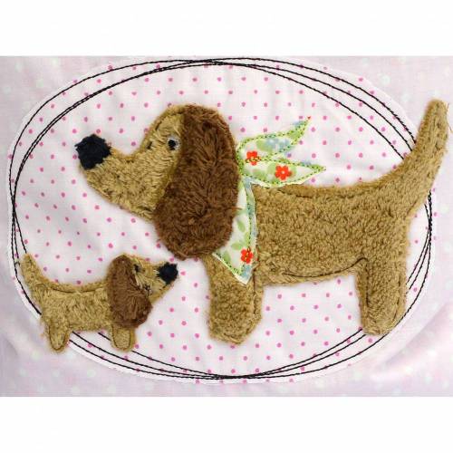 Stickdatei DOODLE Dackelmama mit Kind 13x18cm