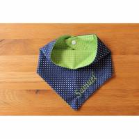 Halstuch für Kinder dunkelblau grün mit Namen personalisiert / Kinderhalstuch / Babyhalstuch Bild 1