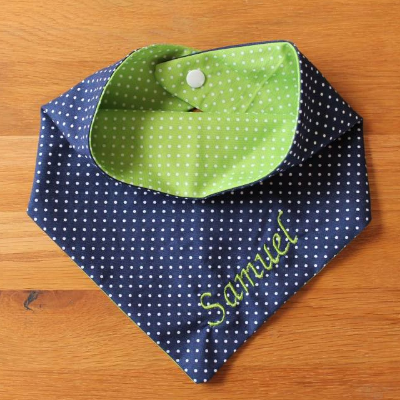 Halstuch für Kinder dunkelblau grün mit Namen personalisiert / Kinderhalstuch / Babyhalstuch