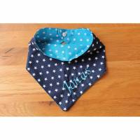 Halstuch für Kinder dunkelblau türkis Sterne mit Namen personalisiert / Kinderhalstuch / Babyhalstuch Bild 1