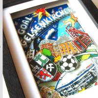 Gelsenkirchen Schalke Fussball Stadion Skyline gerahmt Souvenir Geschenk für Männer 3D mixed media pop art Bild Bild 3