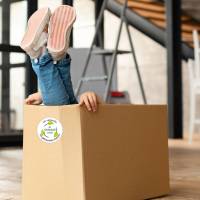 Verpackungsaufkleber: Blatt - grün | Der Umwelt zuliebe - Versand mit gebrauchten Kartons - eckig Bild 2