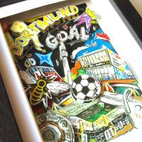 Dortmund Fussball Stadion Skyline gerahmt Souvenir Geschenk für Männer 3D mixed media pop art Bild Bild 2
