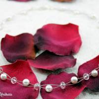 Die Schöne, elegante Kette für die Braut mit z. B. Corsagen Ausschnitt, Perlenkette mit durchsichtigen Perlen - Für Dich Bild 1