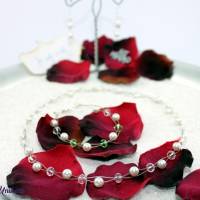 Die Schöne, elegante Kette für die Braut mit z. B. Corsagen Ausschnitt, Perlenkette mit durchsichtigen Perlen - Für Dich Bild 4