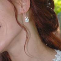 Ohrringe passend zur schwebenden Stein Kette - der Kleine (Stein) - versilberte Herz-Stecker - kurze Brautohrringe Bild 8