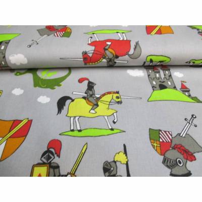 Baumwolle Ritterburg Ritter Drache Oeko-Tex Standard 100(1m/10,-€)
