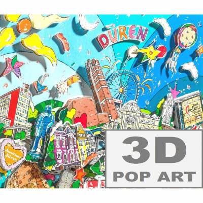 Düren 3D Pop Art skyline Bild Geschenk Souvenir Annakirmes personalisierbar