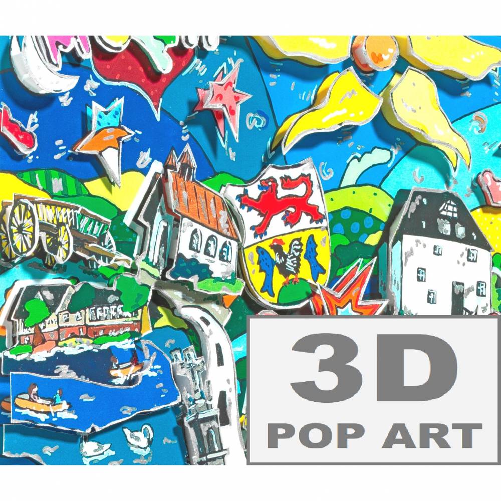 Much bergisches land 3D bild burg overbach 3D pop art mixed media frische farben Bild 1