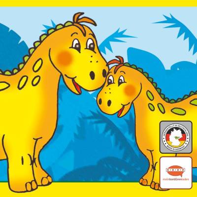 Kinderbordüre: Little Dinos - gelb blau grün - optional selbstklebend - 18 cm Höhe