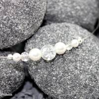 schlichte Brautkette - Ich trage sonst keinen Schmuck, wenig Perlen - dezentes Glitzern - Auf Deine Wünsche angefertigt Bild 2
