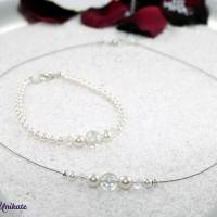 schlichte Brautkette - Ich trage sonst keinen Schmuck, wenig Perlen - dezentes Glitzern - Auf Deine Wünsche angefertigt Bild 4
