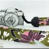 Kameragurt BLUMEN in lila oder oliv, Kameraband für Spiegelreflex- oder Systemkamera, Kameratasche Bild 4