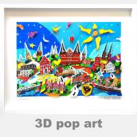 Lübeck Holstentor 3D pop art bild fine art limitiert personalisierbar 3Dbild geschenk bunt Bild 1