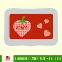 Brotdosen - Aufkleber | Erdbeere - großer Namensaufkleber Bild 1