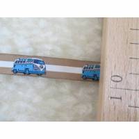 1 m Webband Bus Bulli blau -beige - weiß Breite ca.15 mm (1m/1,70 €)