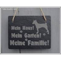 Hund Türschild Familie Schiefer Gravur Bild 1