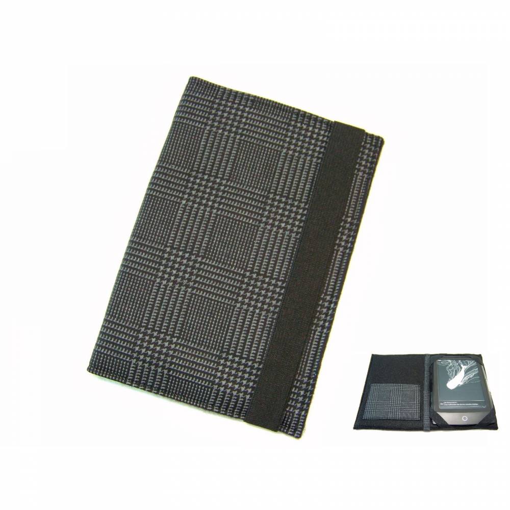 aufklappbare eReader eBook Reader Tablet Hülle Black Beauty schwarz grau, Maßanfertigung Bild 1