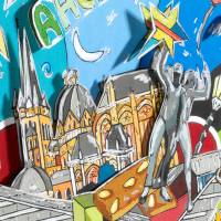 Aachen 3D Bild Konstruktion Pop Art skyline souvenir geschenk personalisierbar Bild 5