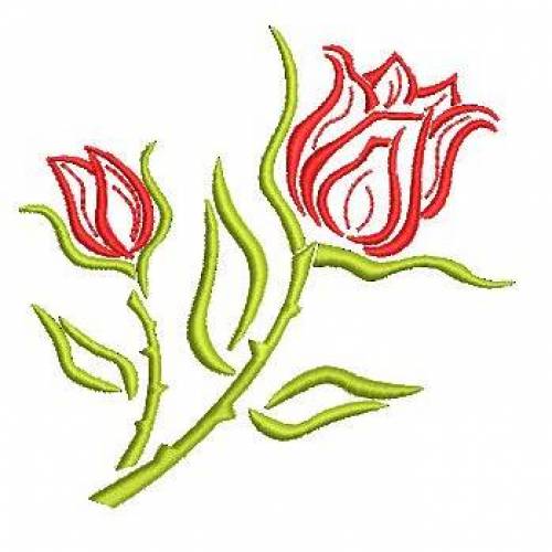 Stickdatei Rose Rosenknospe Rosenzweig 13x18cm SET